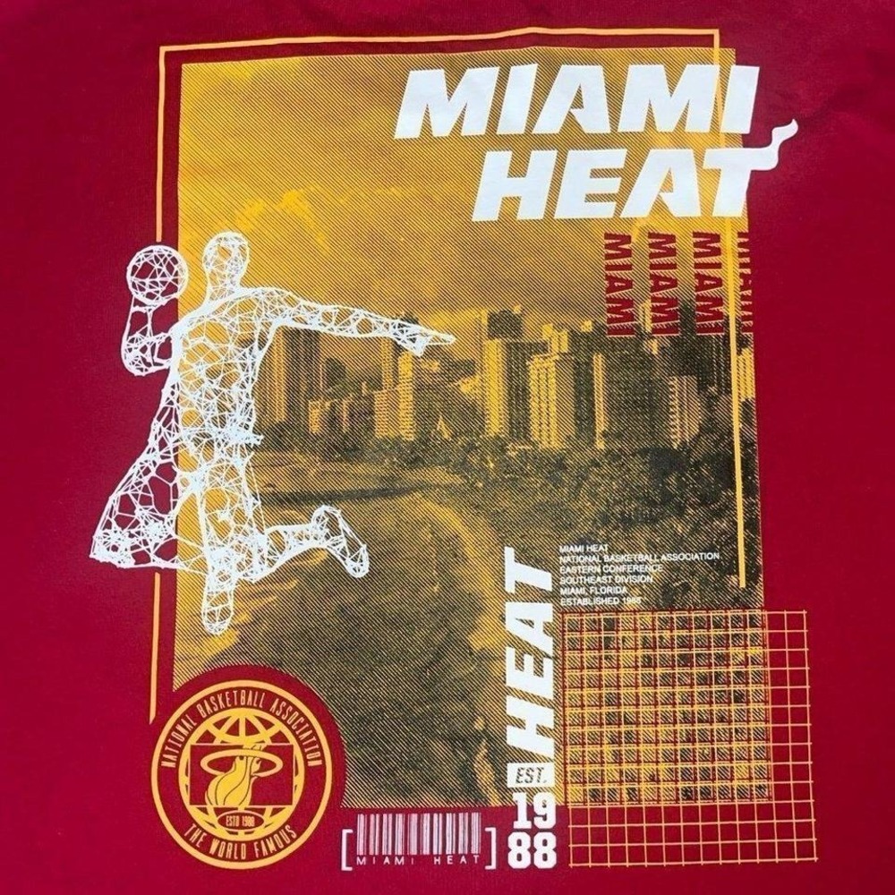 NBA Ultra Game Miami‎ Heat Men's Red T-Shirt Size Large - double sided